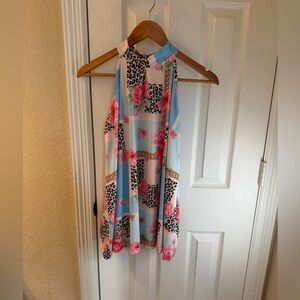 Floral and Leopard Print Kids Dress